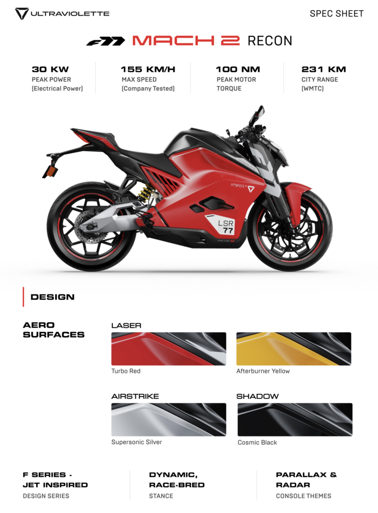 MOTOCICLETA ELÉCTRICA ULTRAVIOLETTE F77 - vehículos eléctricos